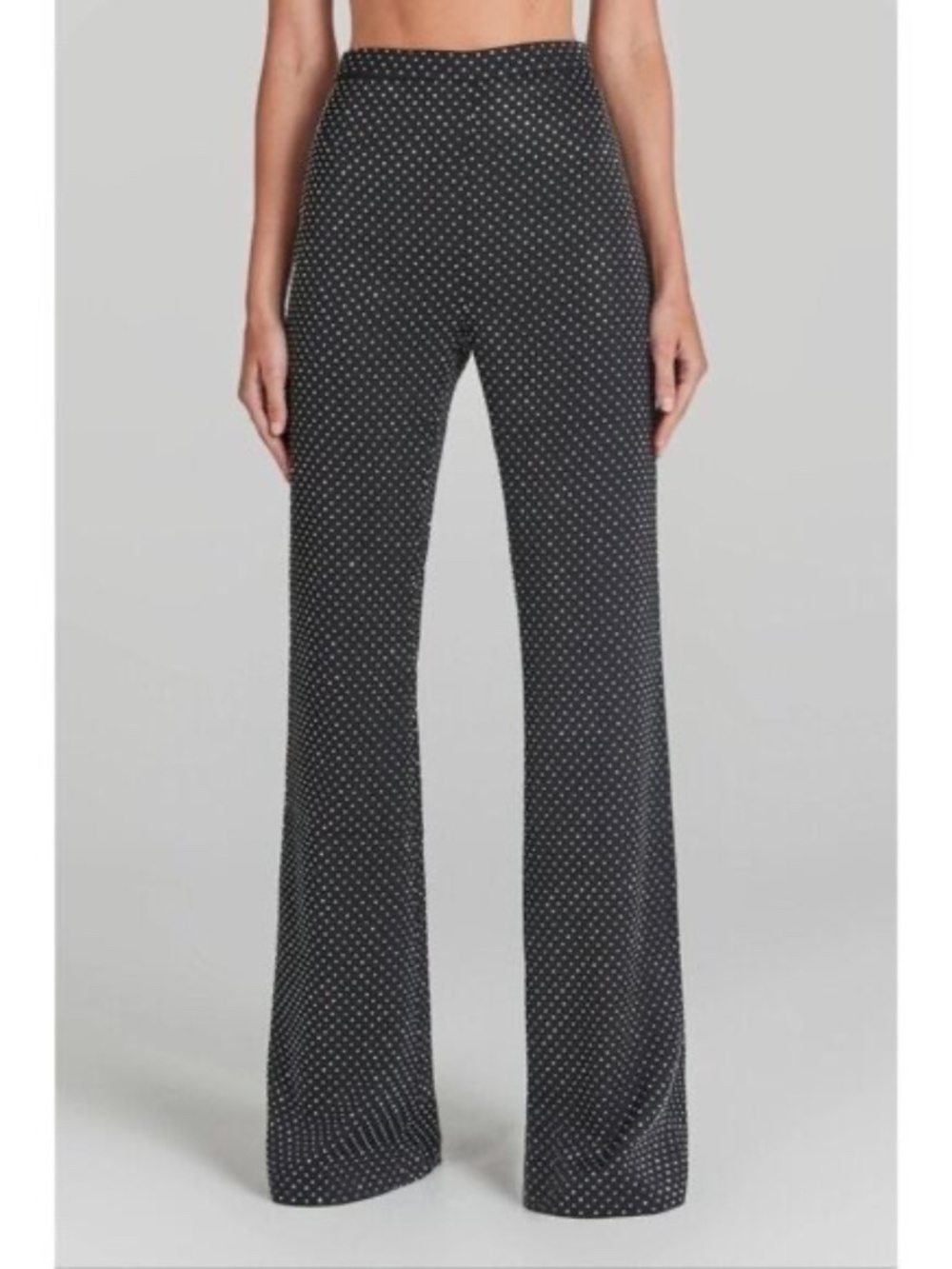 Nadine Merabi Kira Black Rhinestone Crystal Pants Size 6